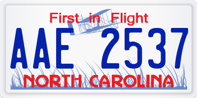 NC license plate AAE2537