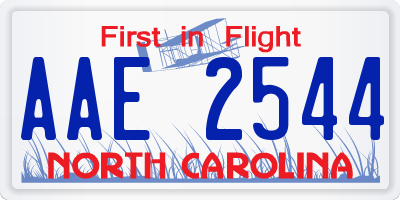 NC license plate AAE2544
