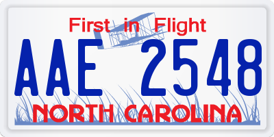 NC license plate AAE2548