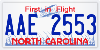 NC license plate AAE2553