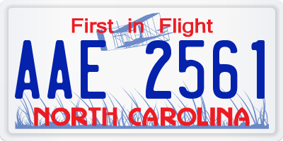 NC license plate AAE2561