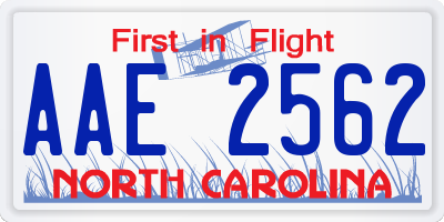 NC license plate AAE2562