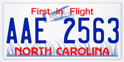 NC license plate AAE2563