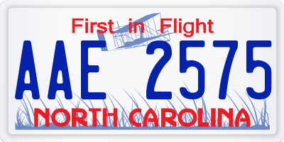 NC license plate AAE2575