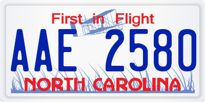 NC license plate AAE2580