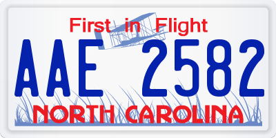 NC license plate AAE2582