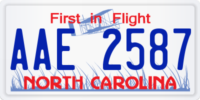 NC license plate AAE2587