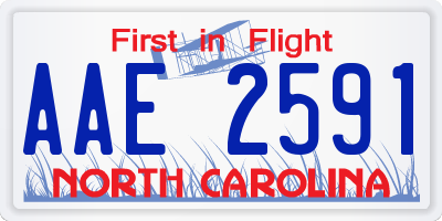 NC license plate AAE2591
