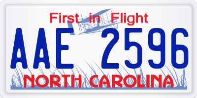 NC license plate AAE2596
