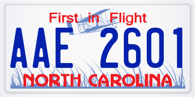 NC license plate AAE2601