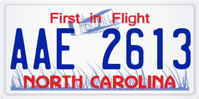 NC license plate AAE2613