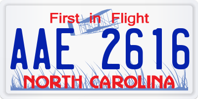 NC license plate AAE2616