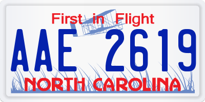 NC license plate AAE2619