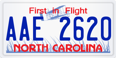 NC license plate AAE2620