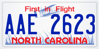NC license plate AAE2623