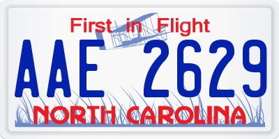 NC license plate AAE2629