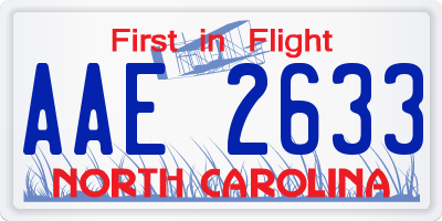NC license plate AAE2633