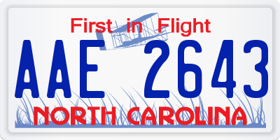 NC license plate AAE2643
