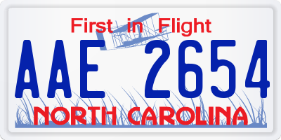 NC license plate AAE2654