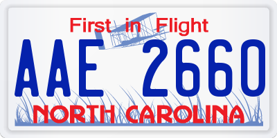 NC license plate AAE2660
