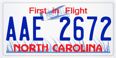 NC license plate AAE2672