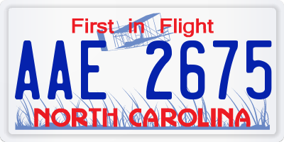 NC license plate AAE2675