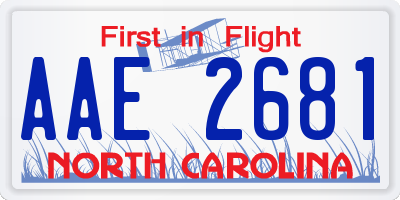 NC license plate AAE2681