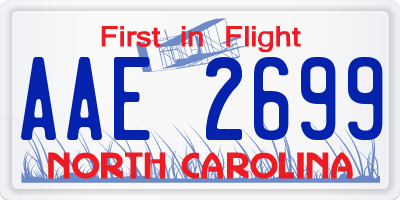 NC license plate AAE2699