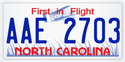 NC license plate AAE2703
