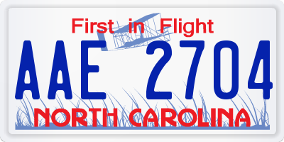 NC license plate AAE2704