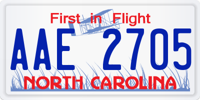 NC license plate AAE2705