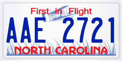 NC license plate AAE2721