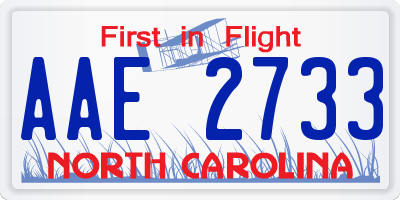 NC license plate AAE2733