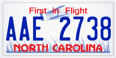 NC license plate AAE2738