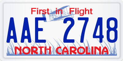 NC license plate AAE2748