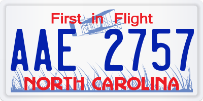 NC license plate AAE2757