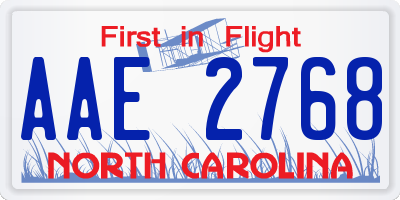 NC license plate AAE2768