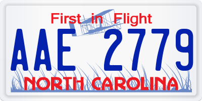 NC license plate AAE2779