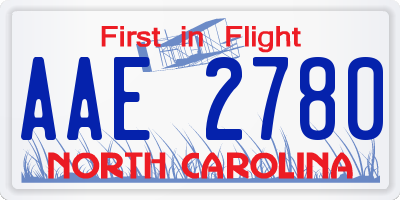 NC license plate AAE2780