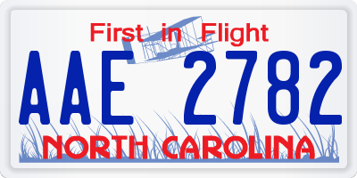 NC license plate AAE2782