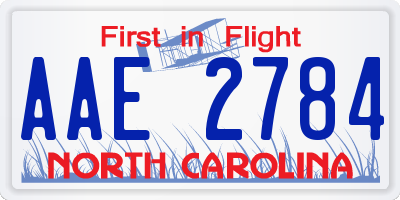 NC license plate AAE2784