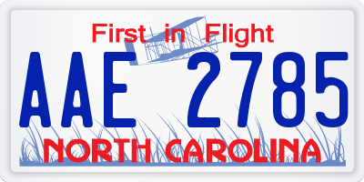 NC license plate AAE2785