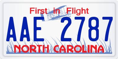 NC license plate AAE2787