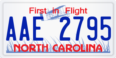 NC license plate AAE2795