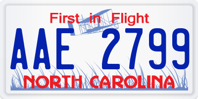 NC license plate AAE2799