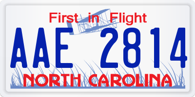 NC license plate AAE2814