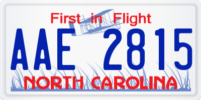 NC license plate AAE2815
