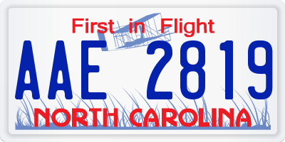 NC license plate AAE2819