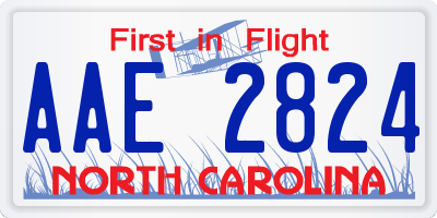 NC license plate AAE2824
