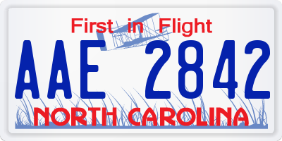 NC license plate AAE2842